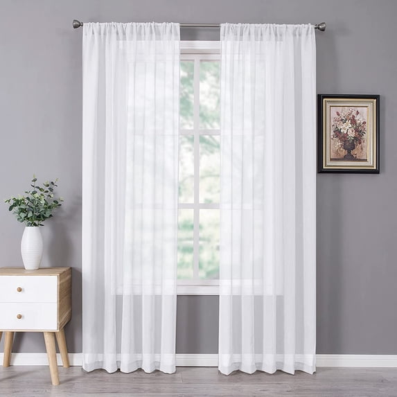 EDASCV-Sheer Curtains Bedroom Linen Textured Curtain Sheers Light ...