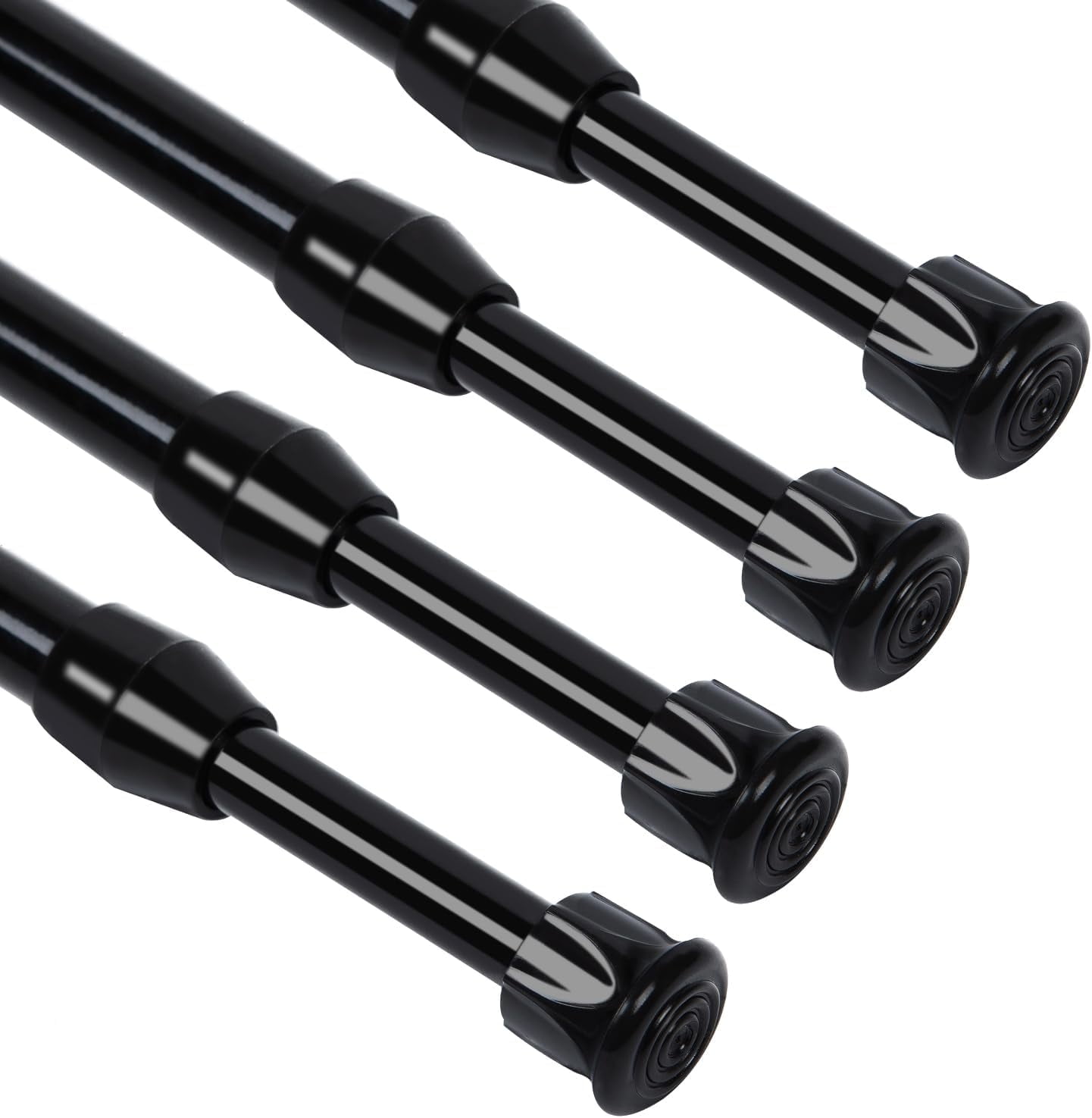 Adjustable Tension Shower Curtain Rod 28-192 Inch | No Drilling, No Tools | Strong 1 Inch Diameter Steel | Rustproof (Black) - View #4