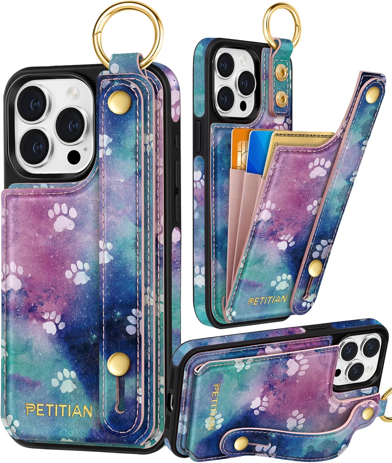Iphone 12 Pro Max Case With Card Holder Petitian For IPhone 12 Pro Max Wallet Case - Cute Girly Design, Holds 5 Cards, With Wrist Strap & Stand Iphone 12 Pro Max Case With Card Holder Petitian For IPhone 12 Pro Max Wallet Case - Cute Girly Design, Holds 5 Cards, With Wrist Strap & Stand