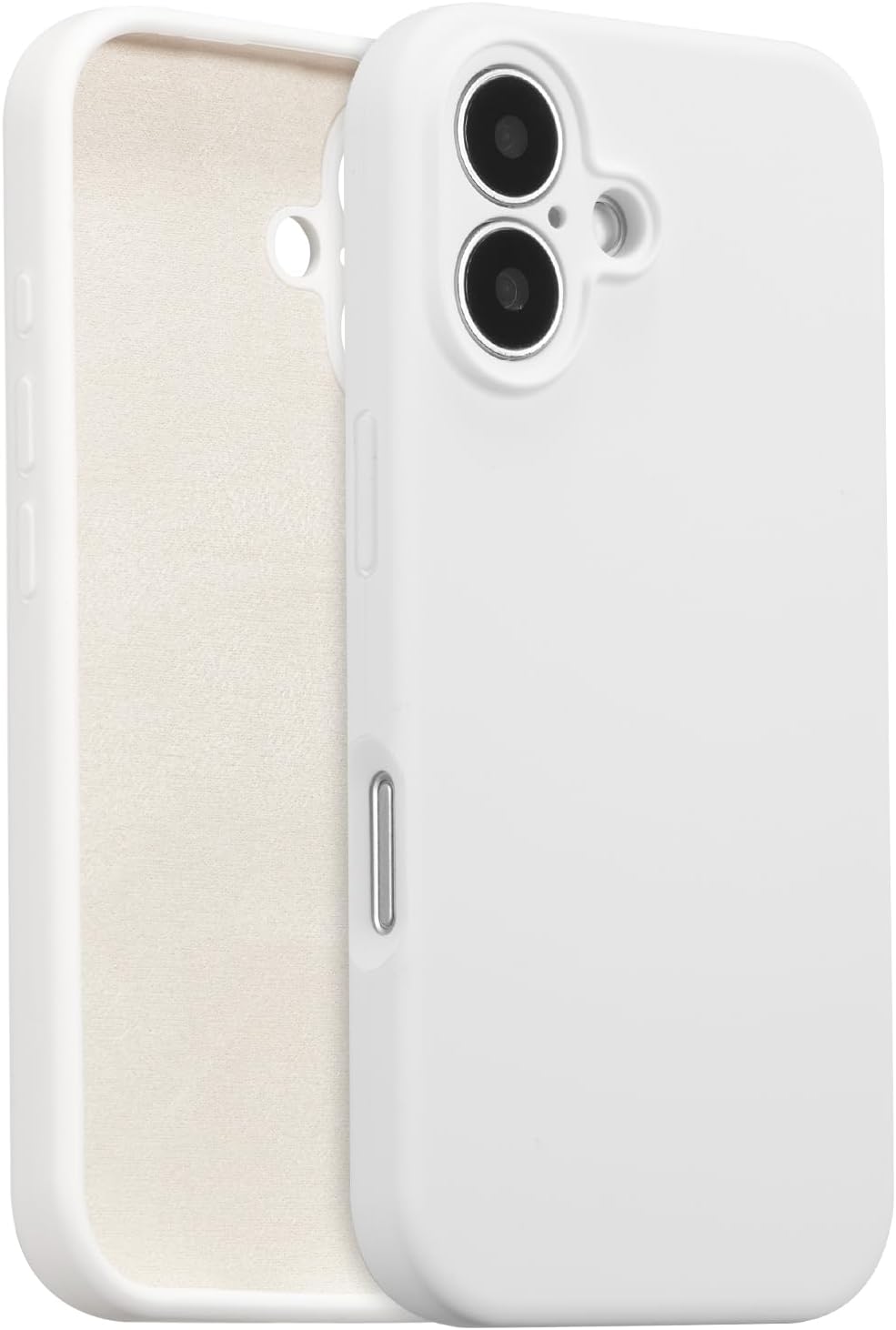 EDASCV-for iPhone 16 Case Silicone,with [Full Camera Protection][Soft Anti-Scratch Microfiber Lining],Liquid Silicone Ultra Slim Shockproof Phone Case for Men Women Girls-White