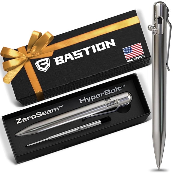 Bastion Stainless Steel Bolt Action Pen, Ballpoint Refillable, 1 Count