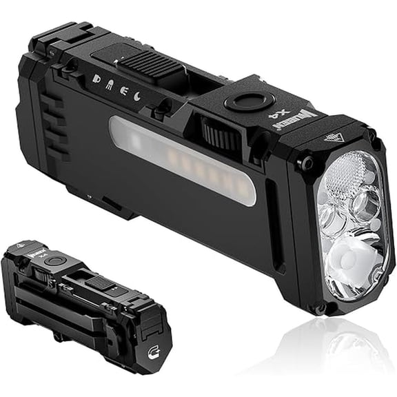 EDC Compact Flashlight with RGB Side Light, 1500 Lumen Mini Tactical Light, Aluminium Alloy, 3.77 in, Pocket Clip for Camping and Emergency