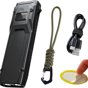 EDC Flashlight, 2500 Lumen Ultra-Slim Flat Shape USB-C Rechargeable Fast Charging with Digital OLED Display, Mechanical Lock Switch