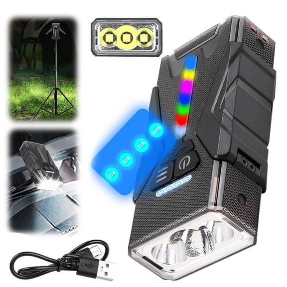 EDC Flashlight High Lumens USB Rechargeable, 2000MAH Small Flat Tactical Flashlights Compact with Mode, Speed 6 Dual