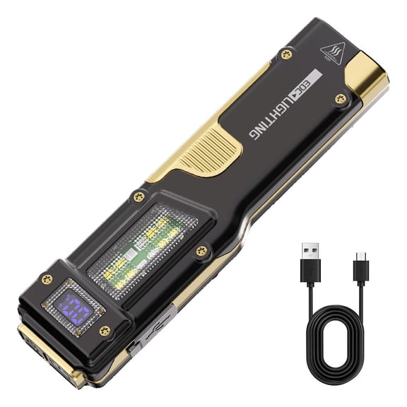 EDC Flashlight Rechargeable LED Flashlight with Digital for Home Camping,Emergency Pocket Display Light