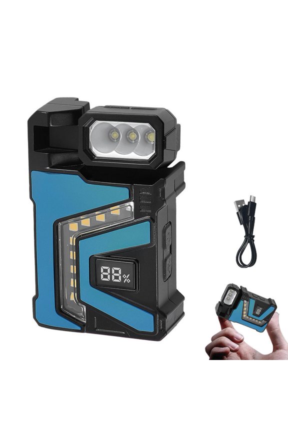 EDC Flashlight Rechargeable, Mini COB Flashlight with 180 Rotable Lamp Head, 600 Lumens Super Bright Portable Flat Pocket Flashlights, Emergency Magnetic Keychain Work Light