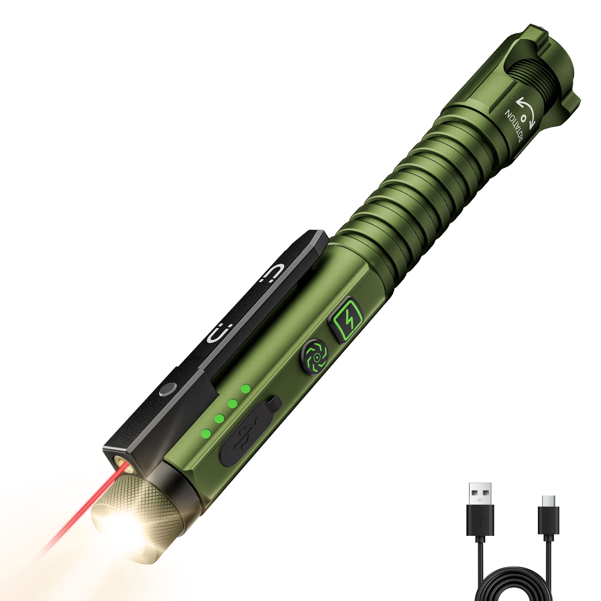 EDC Flashlight with Red Beam,U V and White LED Combo Rechargeable,800 ...