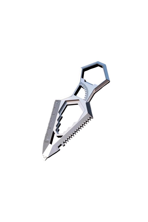 Protractor 2 EDC Functional Purpose Compact Everyday Carry Keychain Gadget With Ruler Hex Serrated Edge Stainless Steel Pocket Tool for Outdoor Use