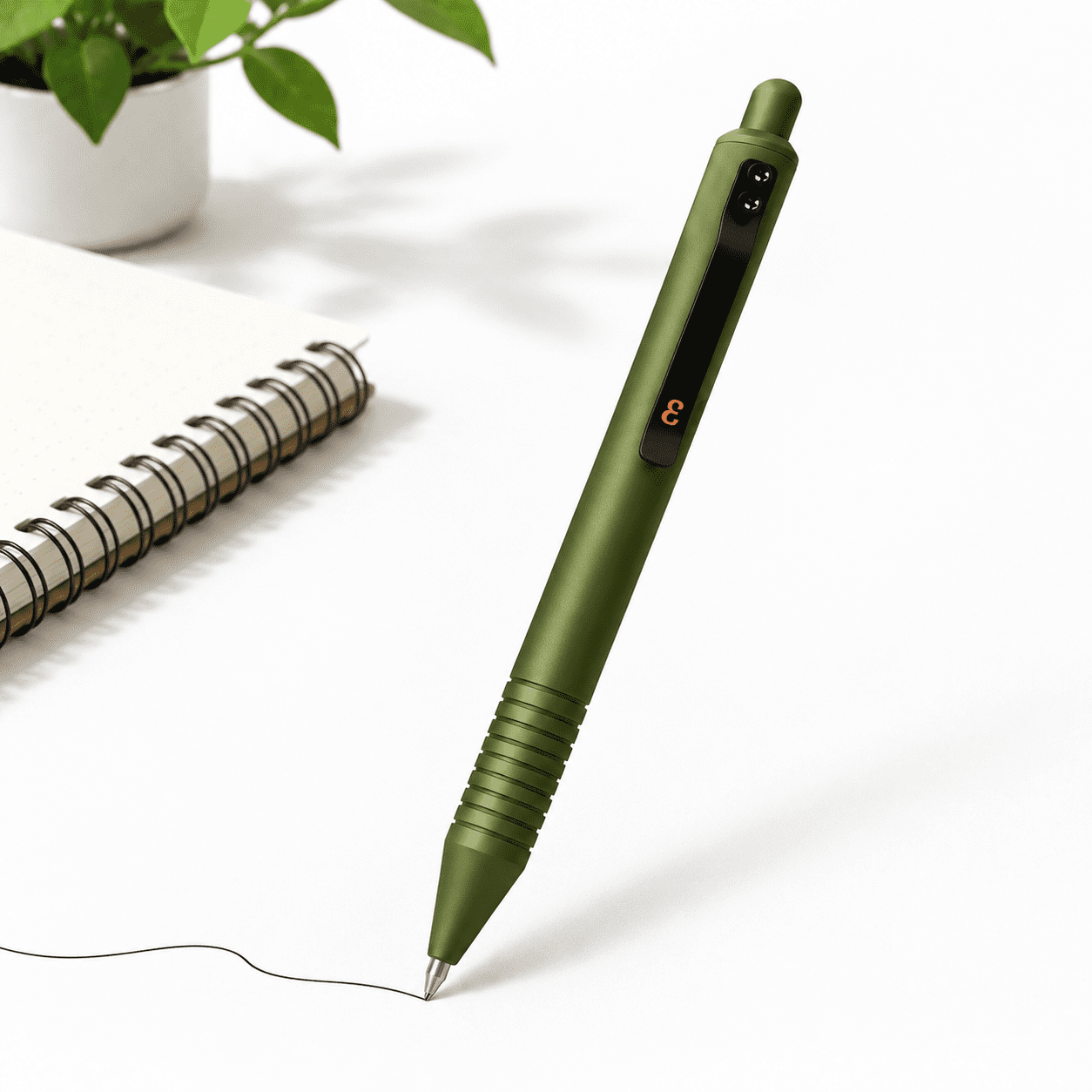 EDC Metal Gel Ink Pen, OD Green Matte, Full Click, 0.7mm Tip ...