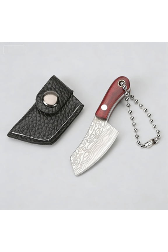EDC Multi-Function Keyring Mini Pocket Knife Keychain Stainless Steel Necklace Knife-Damascus Pattern (B)