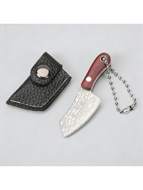 EDC Multi-Function Keyring Mini Pocket Knife Keychain Stainless Steel Necklace Knife-Damascus Pattern (B)