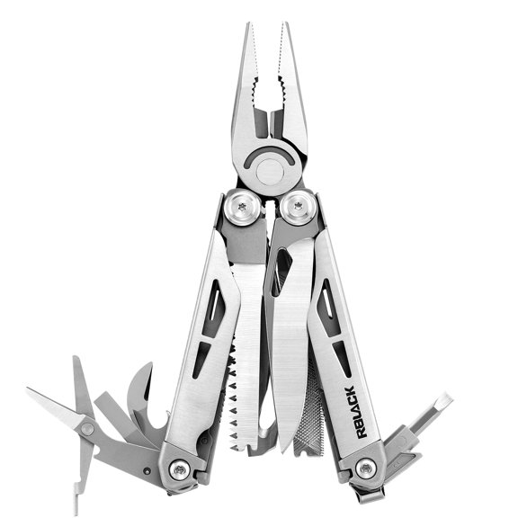 EDC Multitool, 21-in-1 Heavy-duty Stainless Steel Finish Multi Tool Pliers with Safety Locking | Seat Belt Cutter - Men's Gift Set Including Nylon Sheath for DIY, Home, Garden & Outdoors