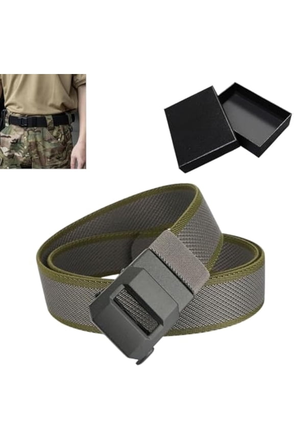 EDC Nylon Ratchet Belt, Adjustable Release Buckle Woven Waist Belt with Automatic Quick Release Buckle