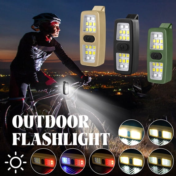EDC Rechargeable Flashlight Clip on Running Light Safety Bike Light ...