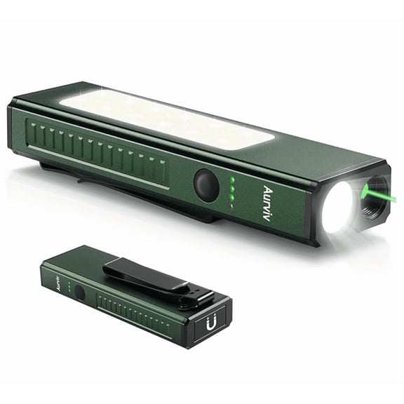 EDC Rechargeable Flashlight，Magnetic Flashlight, Pocket Torch for Outdoor Camping Work Emergency（Green）