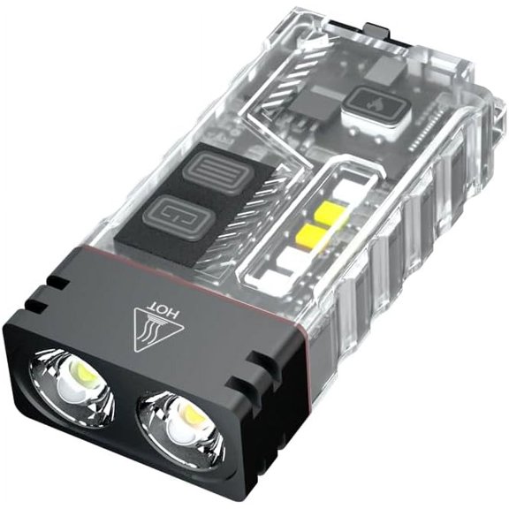 EDC Small Powerful Flashlight with arc Lighter and Alarm Magnet Clip on,Super Bright 1000 LM, USB C Rechargeable LED Keychain Pocket Flash Light with COB Side Light (Black)