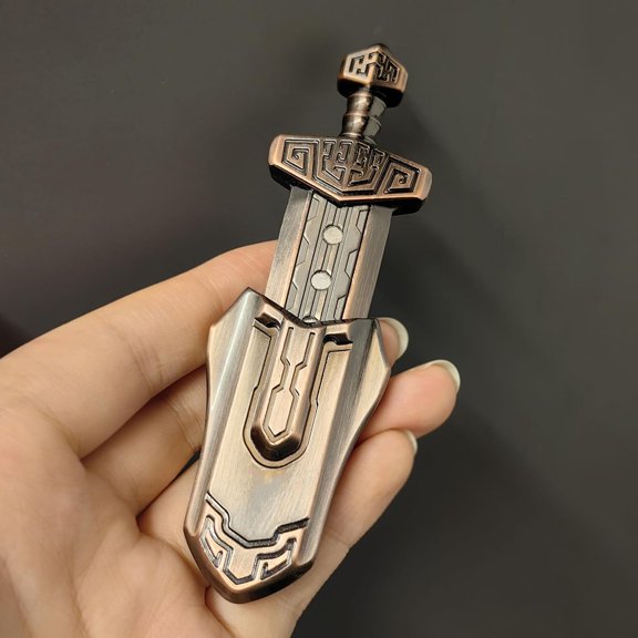 EDC Sword-Shaped Fidget Toy , Metal Magnetic Push Slider, Mini Desk Toy for Adults, Cool Gift & Pendant