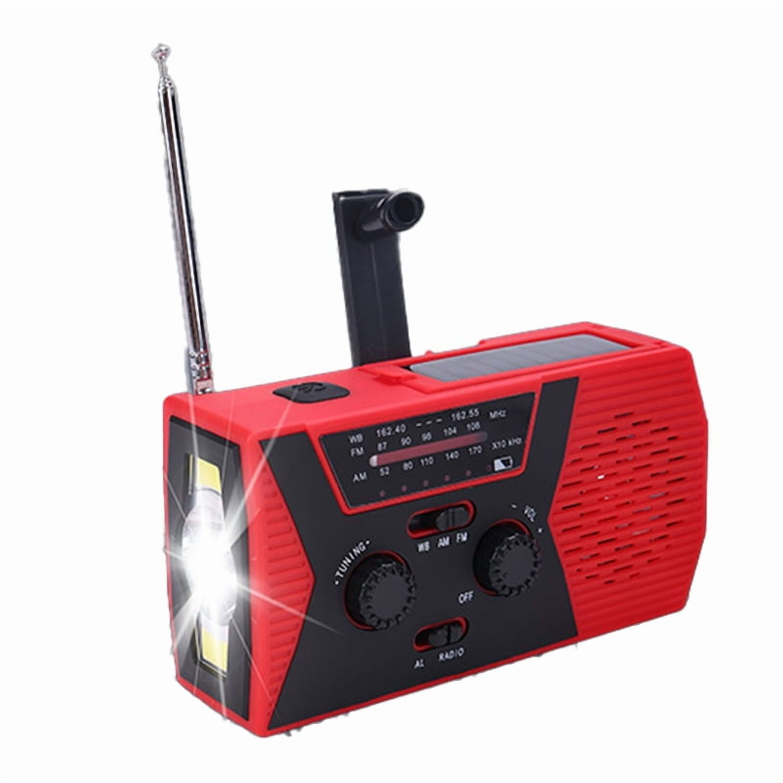 USB Phone Emergency Charger Solar Hand Crank Portable Weather Radio for Outdoor Charger Camping Equipment Tool Red
