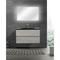 EDD Cement Gray Wall Mount Vanity With A Integrated Black Sink