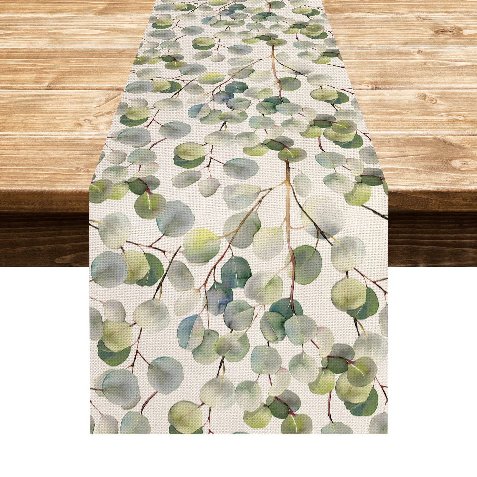 EDDERT Eucalyptus Table Runner Spring Summer Anniversary Leaf Greenery