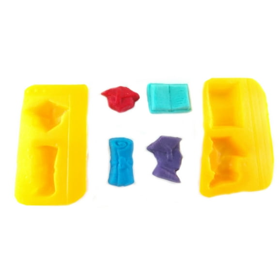 EDELAINE'S Graduation 4 Cavity Silicone Molds for Cream Cheese Mints , Chocolate