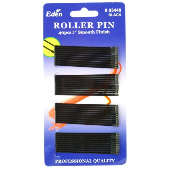 EDEN 3" Black Metal Roller Hair Pins - 40 Pieces