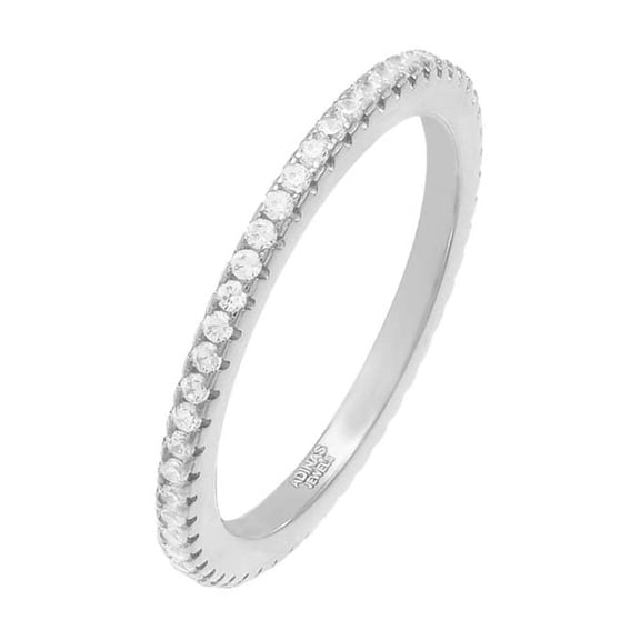 EDEN Cubic Zirconia Rings For Women, Plated 14K Silver CZ Wedding Band For Women