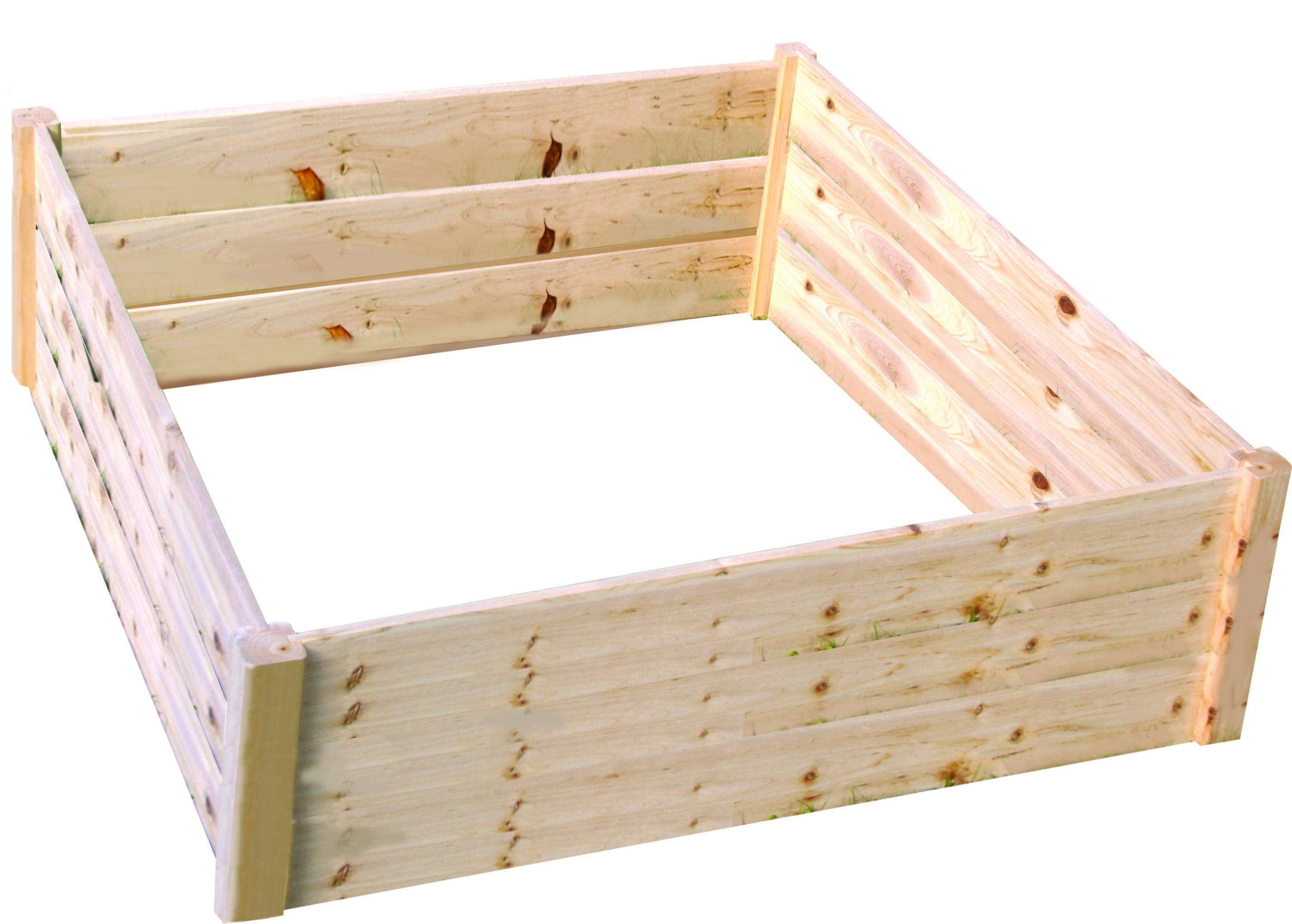 4 ft x 4 ft Natural Fir Wood Raised Garden Bed