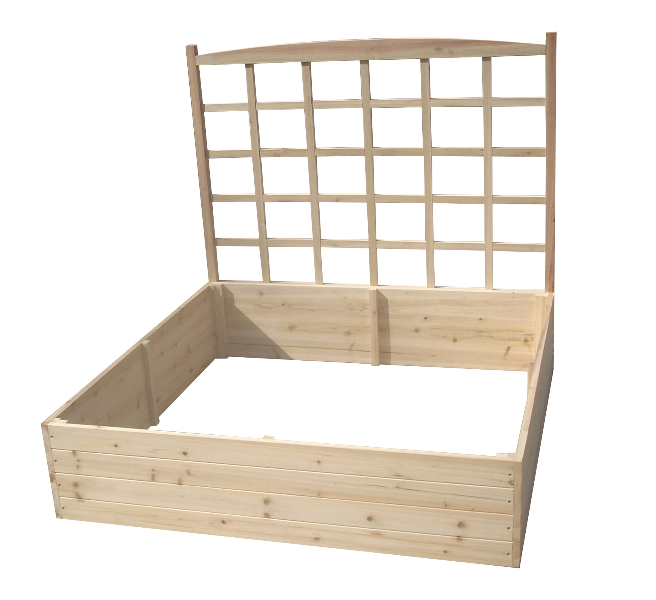 Eden 48" Natural Fir Wood Raised Garden Bed with Trellis