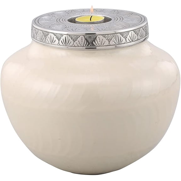 EDEN URNS - Decorative Urns for Ashes Adult Male and Female  Round Urn to Display at Home | URNS for Ashes (White)