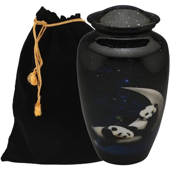 EDEN URNS Giant Panda Cremation Urns for Human Ashes Adult for Funeral, Burial, Niche, or Columbarium Cremation (Aluminum)