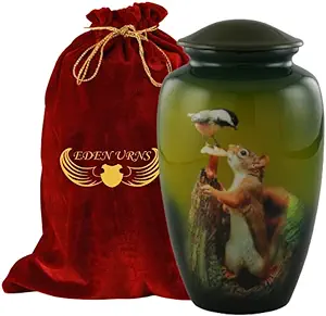 EDEN URNS Squirrel Cremation Urns for Human Ashes Adult for Funeral | Urns for Adult Ashes Burial Large Urns to Honor Your Loved Ones (Aluminum)…