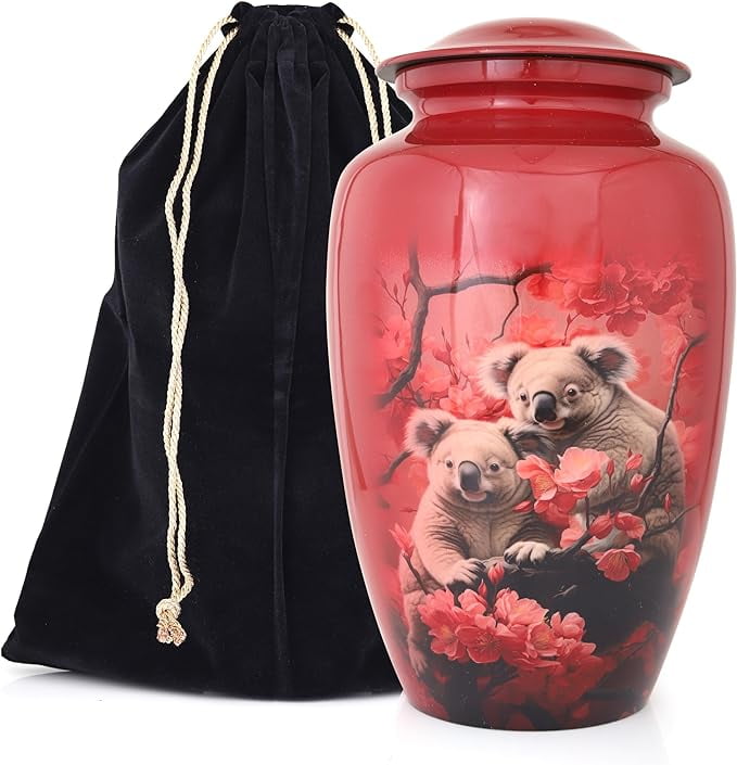 EDEN URNS for Human Ashes Adult Memorial urn Funeral Cremation Urns Red Koala (Aluminum