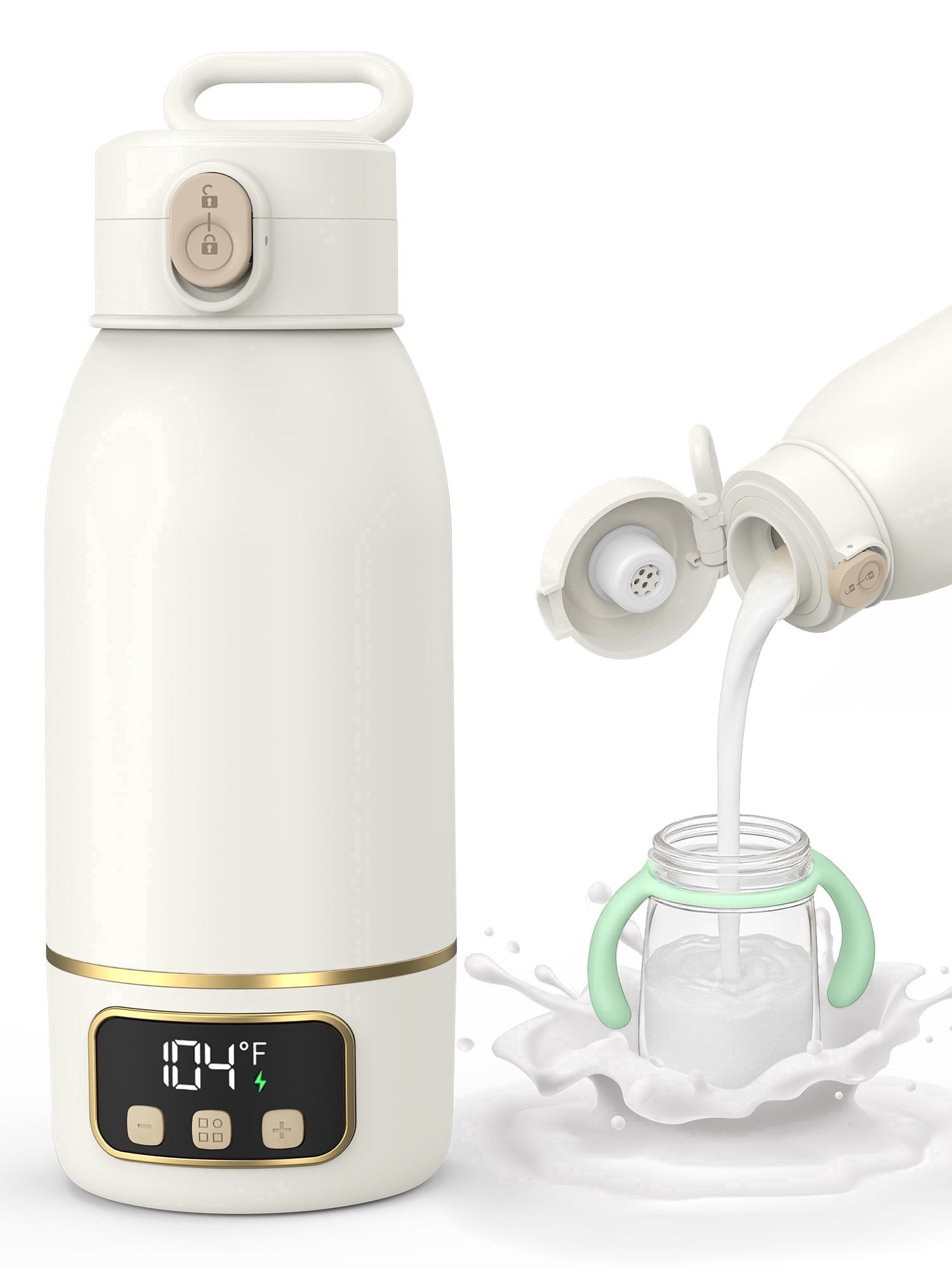 EDENPEER Portable Bottle Warmer for Travel ,Large 17.6oz Precise Temp Control for Breastmilk & Formula, Long Battery Life, USB Rechargeable Fast Heating Leak-Proof