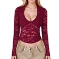 thumbnail image 1 of EDFBUYKRS Blouses for Women Casual Long Sleeve Shirts Dressy Hollow Out Lace Button Tops Fall Lightweight Pullover Xl, 1 of 5