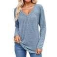 thumbnail image 1 of EDFBUYKRS Blouses for Women Dressy Casual Crewneck Womens Tops Pleated Long Sleeve Shirts for Women Blouses M, 1 of 4