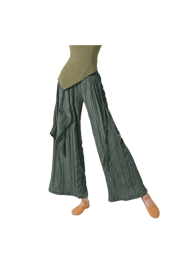 Dress Pants Women Grey Women's Pants Ballet Modern Dance Pants Dance Trousers Wide Legged Straight Pocket Long Pants Gymnastics Practice Exercises Dance Ttraining Pants for Women Xl