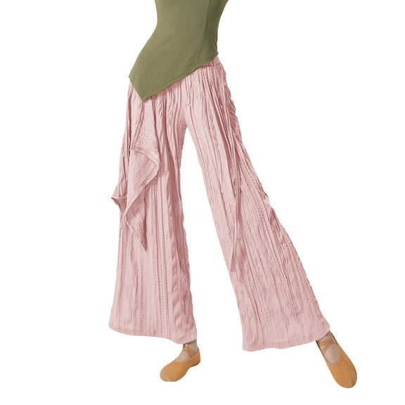 EDFBUYKRS Dress Pants Women Grey Women's Pants Ballet Modern Dance Pants Dance Trousers Wide Legged Straight Pocket Long Pants Gymnastics Practice Exercises Dance Ttraining Pants for Women Xl