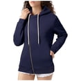 thumbnail image 1 of EDFBUYKRS Female Long Sleeve Hoodie Women's Fashion Zipper Hoodie Solid Color Long Sleeve Pullover Top Casual Streetwear Outerwear for Daily Comfort M, 1 of 7