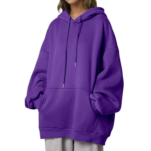 EDFBUYKRS Female Long Sleeve Hoodie Women's Korean Style Thickened Pullover Hoodie Everyday Wear Comfortable Sweatshirt with Pockets Casual Long Sleeve Top Xl