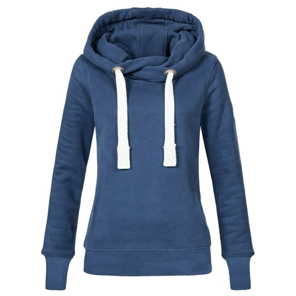 EDFBUYKRS Female Long Sleeve Hoodie Women's Solid Color Slouchy Hoodie Pullover Casual Thick Blouse Top Long Sleeve Comfortable Sweatshirt for Everyday Wear Xxl