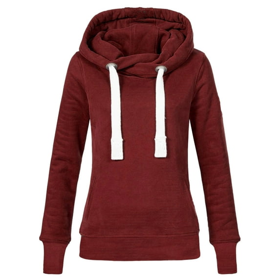 EDFBUYKRS Female Long Sleeve Hoodie Women's Solid Color Slouchy Hoodie Pullover Casual Thick Blouse Top Long Sleeve Comfortable Sweatshirt for Everyday Wear S