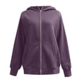 thumbnail image 1 of EDFBUYKRS Female Long Sleeve Hoodie Womens Fashion Zipper Front Hooded Jacket Sweatshirt Outerwear with Pockets for Autumn Winter Seasonal Comfort Wear Xl, 1 of 3