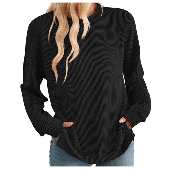 EDFBUYKRS Female Long Sleeve Sweatshirt Sweatshirt Women Embroidered Sweater Cute Shirt Family Graphic Top Size M