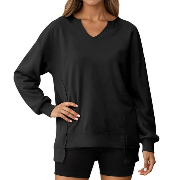 EDFBUYKRS Female Long Sleeve Sweatshirt Women Casual Hooded Short Sleeve Pullover Sweatshirt Summer Loose Tops Size M