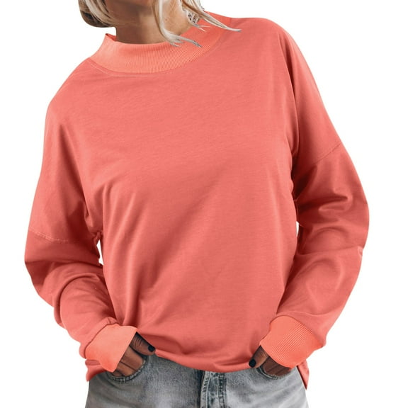 EDFBUYKRS Female Long Sleeve Sweatshirt Women's Long Sleeve Pullover Hoodies with 1/4 Zip up Sweatshirt Warm Sweaters Size M