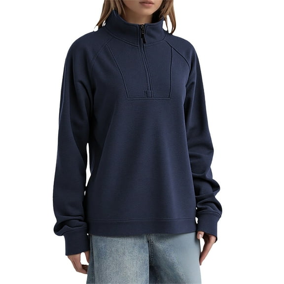 EDFBUYKRS Female Long Sleeve Sweatshirt Womens Tops V Neck Button Sweatshirt for Women Pullover Long Sleeve Shirts Fall Outfits 2026 Loose Fit Size S