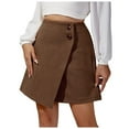 thumbnail image 1 of EDFBUYKRS Female Skirts Black Skirt for Women Plus Size Autumn and Winter Women's Solid Color Suede Skirt European and High Waist Metal Buckle Skirt, 1 of 4