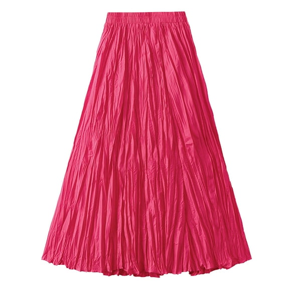 EDFBUYKRS Female Skirts Fall Skirt Midi Length Women Mid Length Skirt Dance Party A Line High Waisted Pleated Skirt Holiday Party Half Skirts