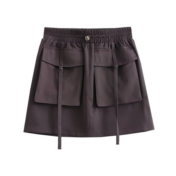 EDFBUYKRS Female Skirts Fall Skirts Midi Women's Street Fashion Pocket Detail Work Skirt
